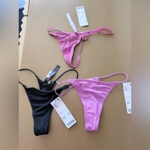 NWT Urban Outfitters Pink and Black Lace Thong Underwear Panties size S